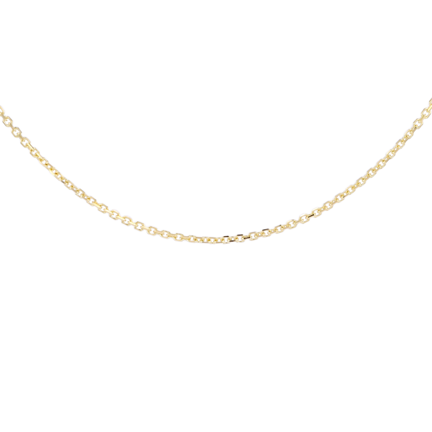 Gold chain necklace on a white background