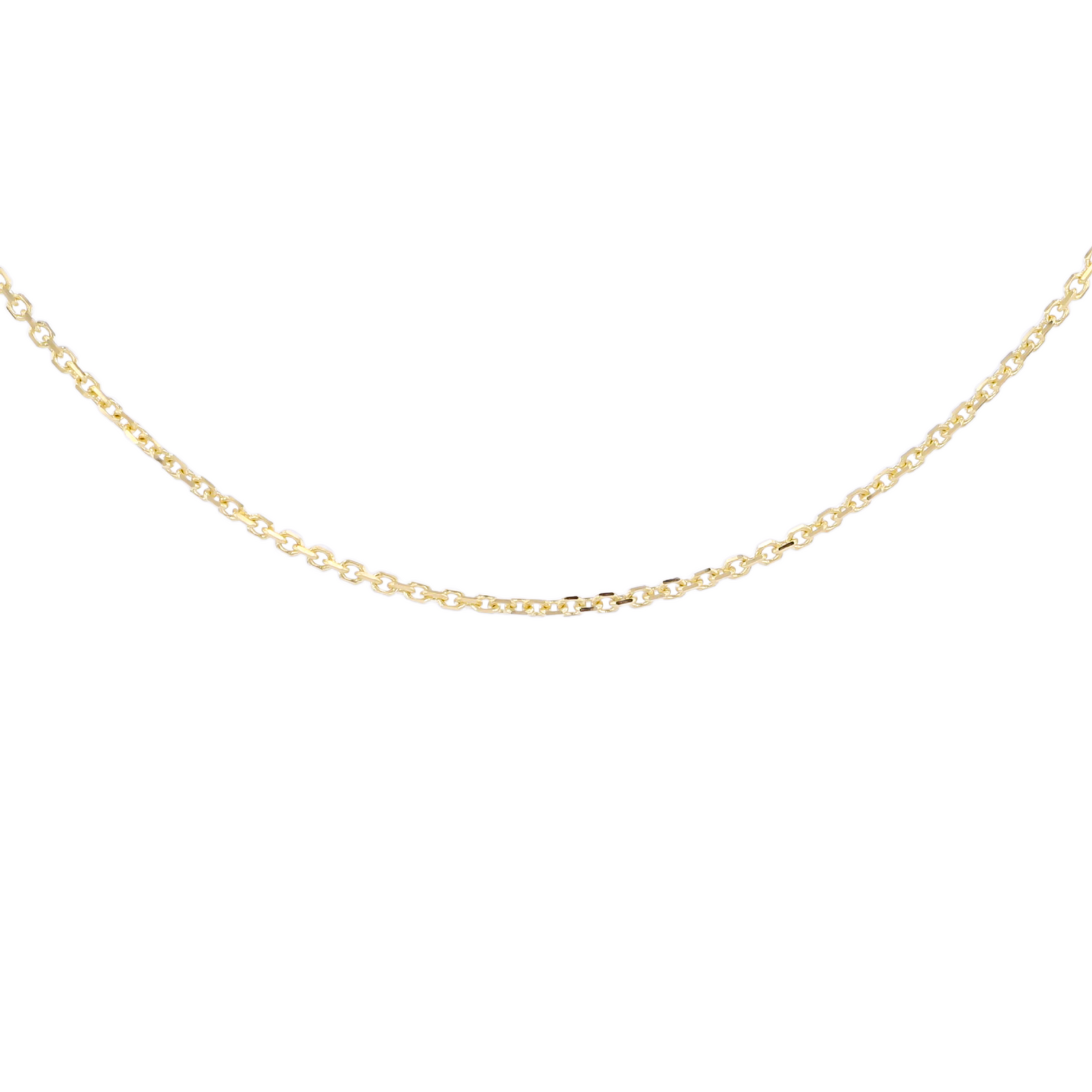 Gold chain necklace on a white background