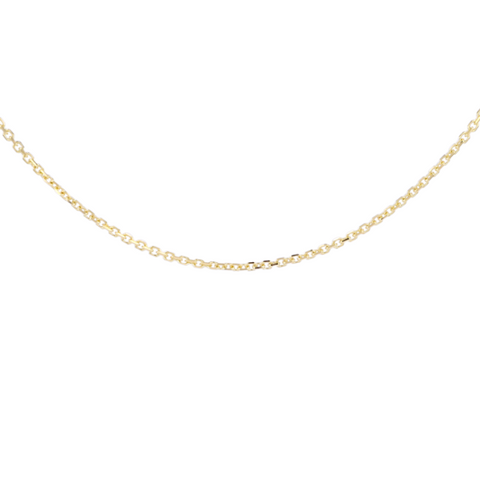 Gold chain necklace on a white background
