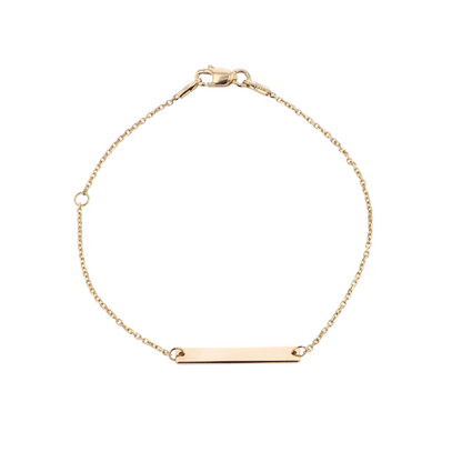 14 k Gold bracelet with a bar charm for kids