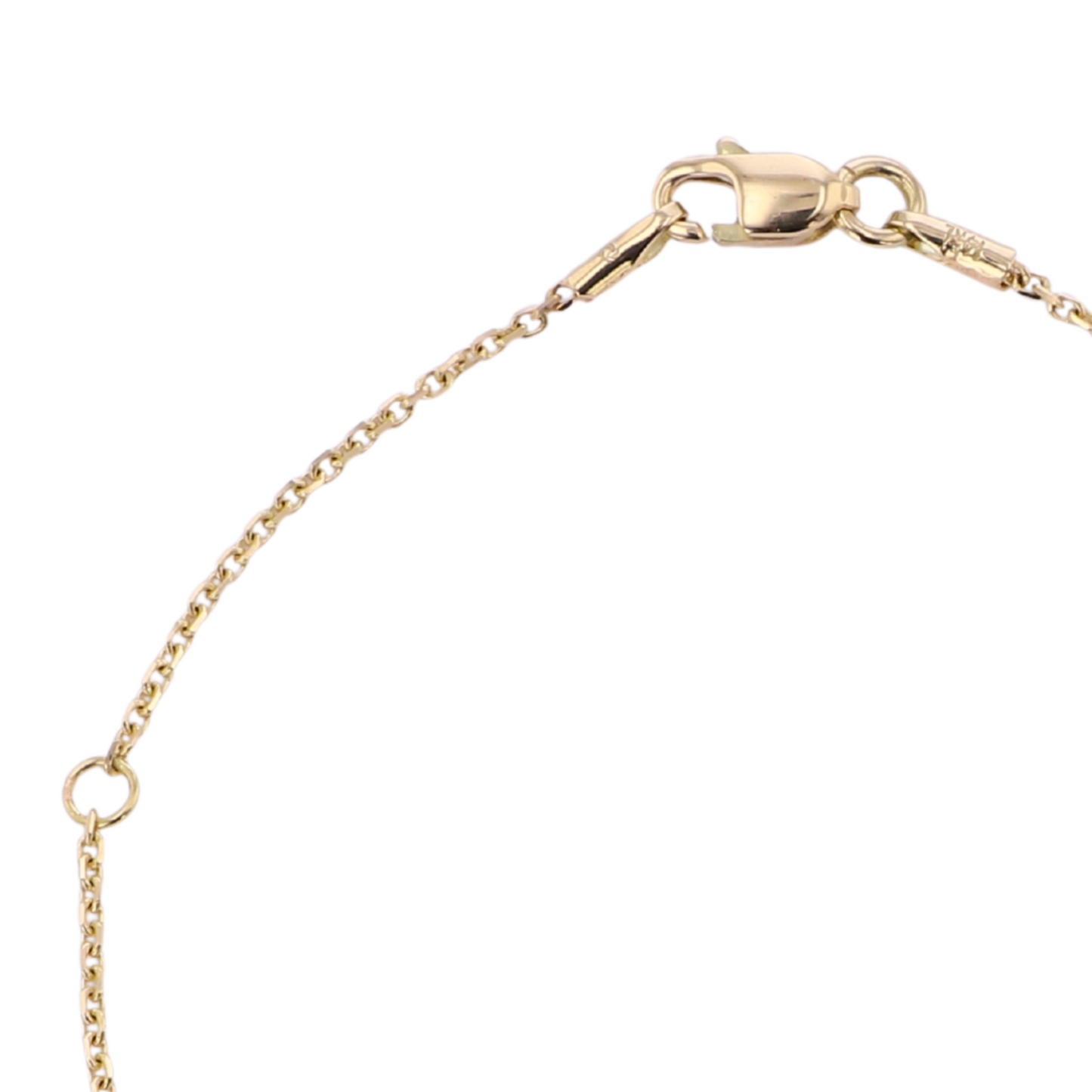 Close-up of a gold chain bracelet on a white background