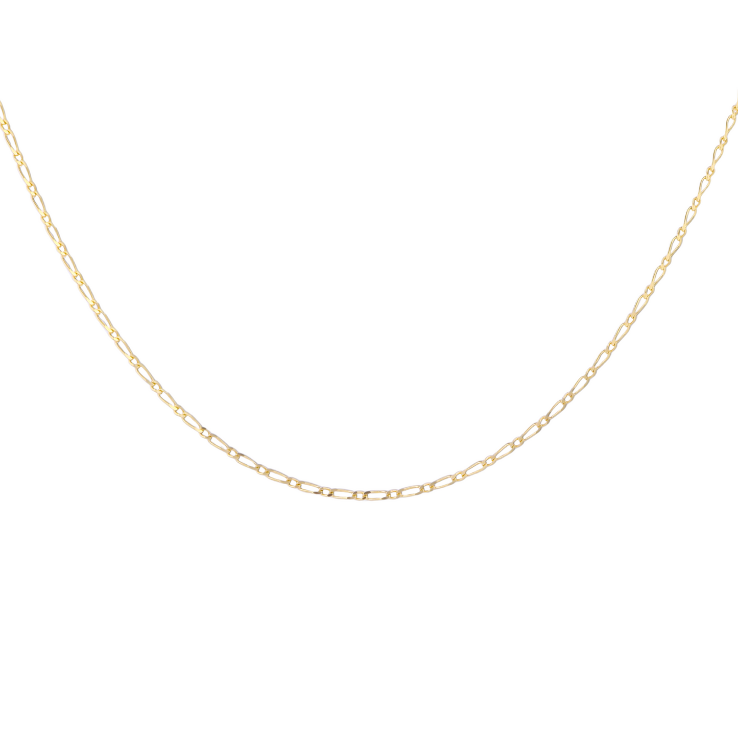 Gold chain necklace on a white background