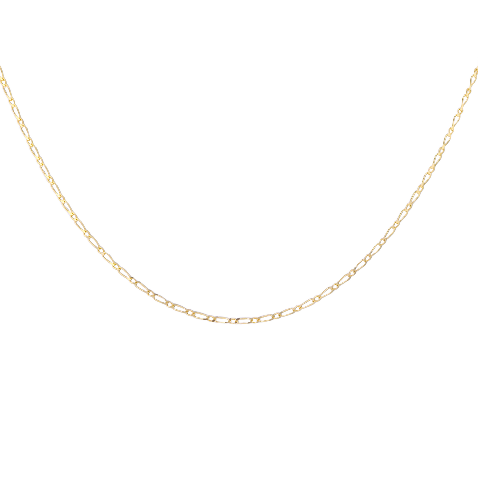 Gold chain necklace on a white background