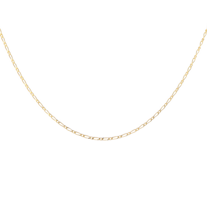 Gold chain necklace on a white background