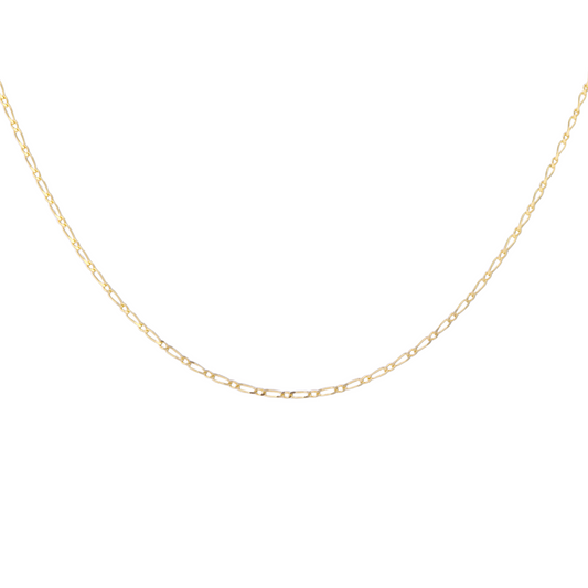 Gold chain necklace on a white background
