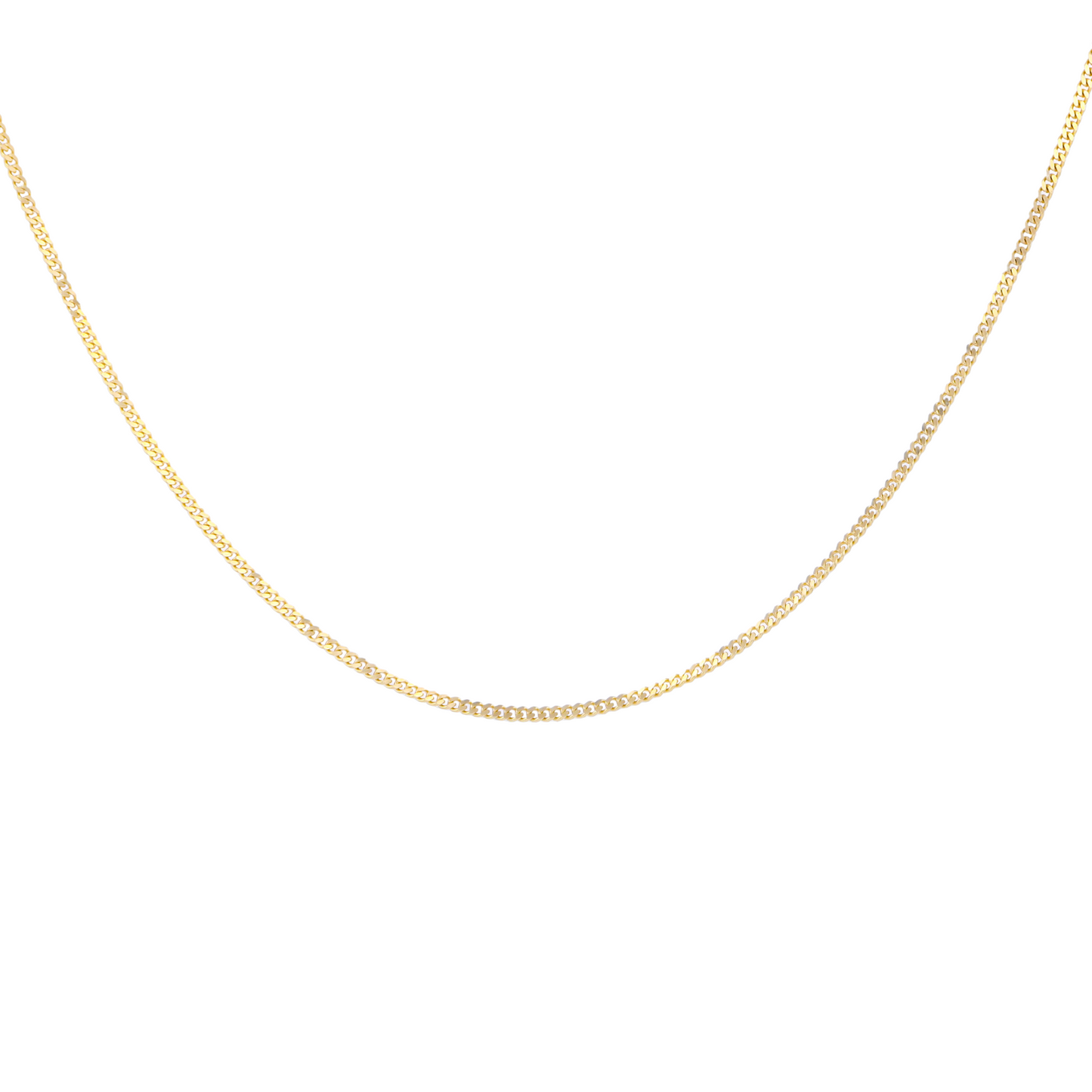 Gold chain necklace on a white background