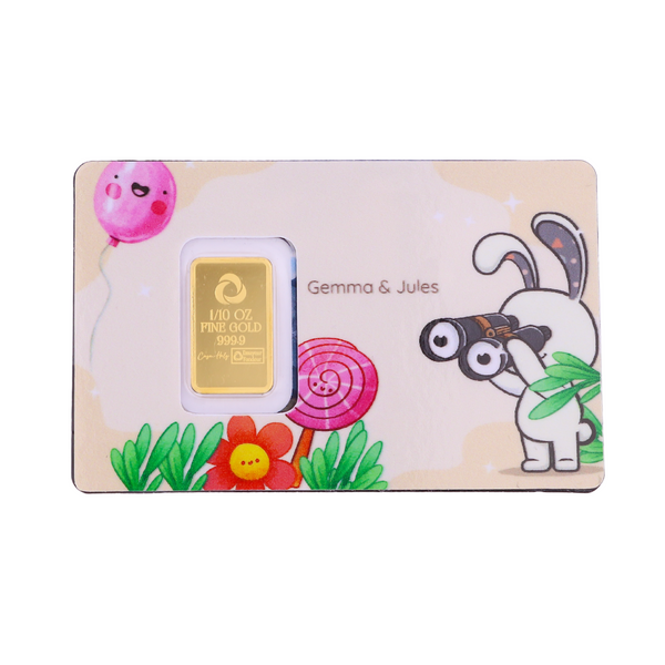 24K Gold Investment Bar 1/10 oz - Kids First Investment Gift